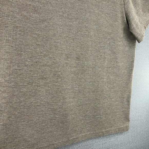 H&M Mens Dark Beige Regular Fit Crew Neck Cotton Blend Woven Waffled T Shirt XL - Picture 7 of 9